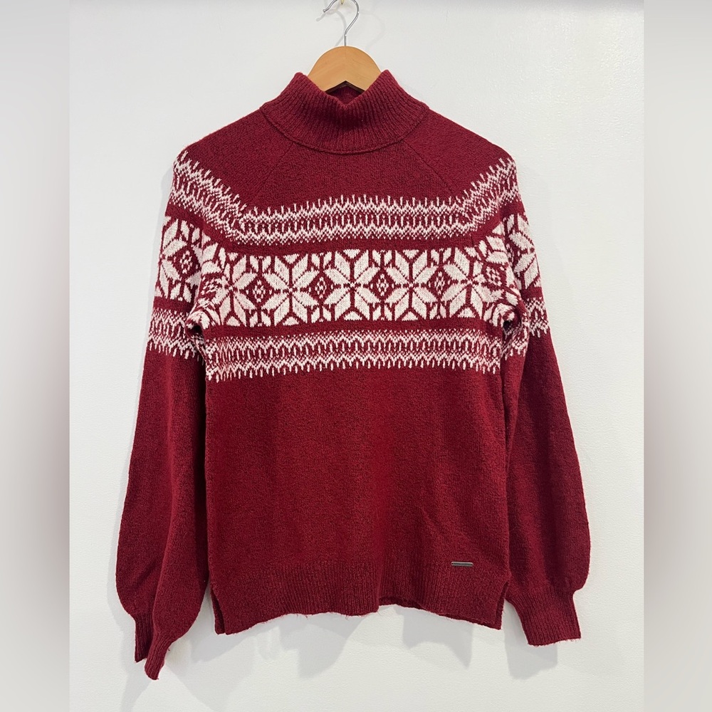Abercrombie & Fitch Red Fair Isle Sweater Small Soft Cozy